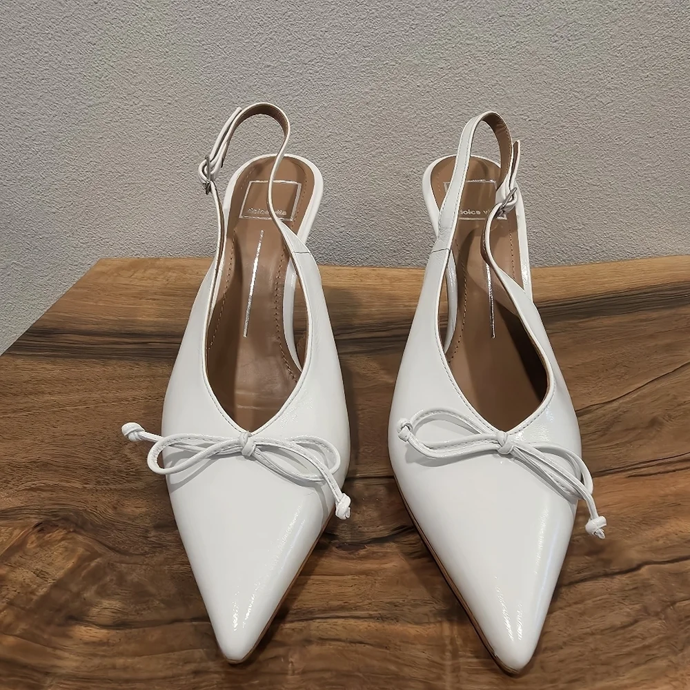 Dolce Vita Geena Bone White Leather Sling Back Heels -NWOT